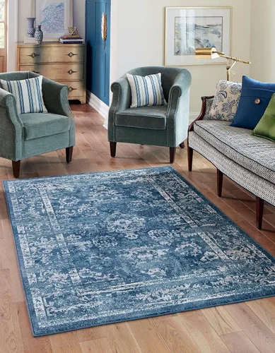 Vista 25 de Unique Loom Sumter Collection Edmunds - Alfombra de área (2 pies x 6 pies, gris/marfil)