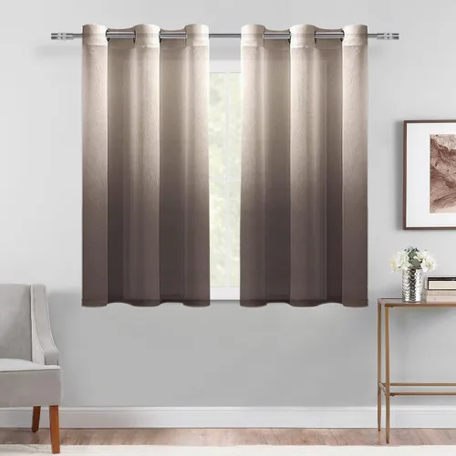Vista 20 de DWCN Cortinas Transparentes Ombré - Cortinas de Lino Sintético con Gradiente Semi Voile con Ojales en la Parte Superior para Dormitorio y Sala
