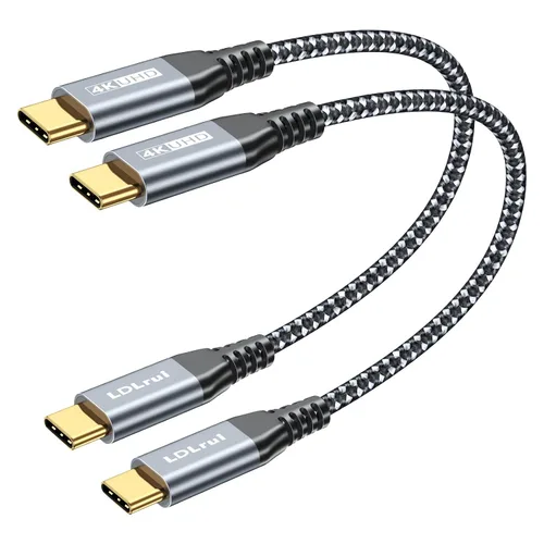 Vista 24 de LDLrui Cable de monitor USB C, pantalla 4K 60HZ, ángulo recto de 1 pie, transferencia de datos de 20 Gbps, carga de 100 W, cable de video USB 3.2