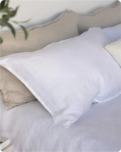 Vista 6 de XZ XIFA Fundas de almohada estándar tamaño King, paquete de 2 unidades, cierre de sobre, 100% lino francés lavado natural, transpirables, duraderas