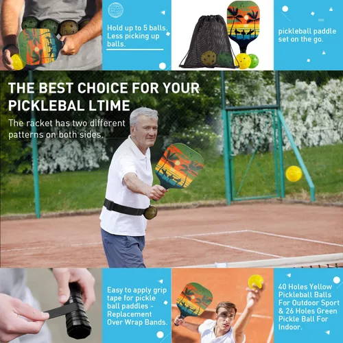 Vista 6 de Pickleball Paddles Set of 4 for Beginners Men Women Adults