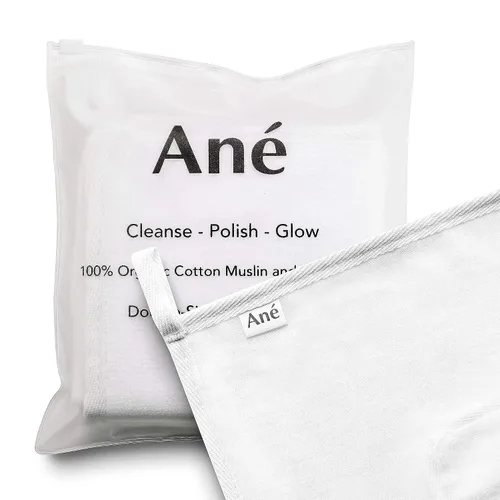 Vista 6 de Ané Removedor de maquillaje, paquete de 3 paños de limpieza facial de muselina de doble cara y microfibra
