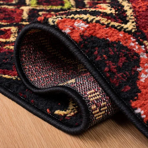 Vista 7 de SAFAVIEH Amsterdam Collection Alfombra Decorativa - 2.3 pies x 4 pies, Negro & Multi, Diseño Marroquí Bohemio, Sin Desprendimiento y Fácil Cuidado