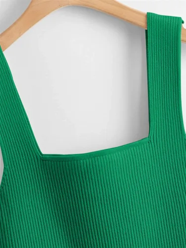 Vista 4 de Verdusa Camiseta corta sin mangas con cuello cuadrado para mujer