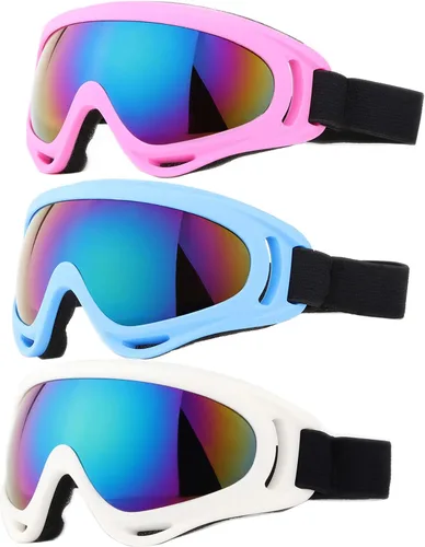 Vista 11 de Gafas de esquí, paquete de 3 gafas de nieve para hombres, mujeres, niños y jóvenes, protección UV400 para esquí y snowboard