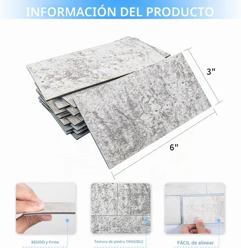 Vista 6 de Art3d Paquete de 102 protectores contra salpicaduras para despegar y pegar Piedra natural blanca