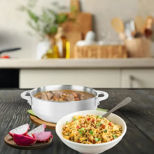 Vista 2 de Alpine Cuisine - Caldero de cocina de aluminio antiadherente de 3.5qt con tapa de vidrio ventilada y asas