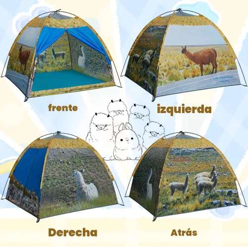 Vista 3 de Mnagant Tienda de campaña de alpaca para niños, divertida casa de juegos desplegable para niños y niñas, fácil instalación, tienda de campaña