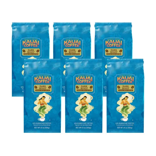 Vista 11 de Kauai - Café en grano entero, Koloa Estate café tostado oscuro del cultivador más grande de Hawái, Bold, mezcla rica de 32 onzas (paquete de 8)