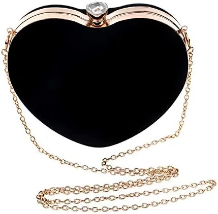 Vista 3 de Goclothod Bolso de mano con forma de corazón para mujer, bolso de hombro de terciopelo
