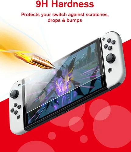 Vista 5 de bersem Paquete de 2 protectores de pantalla de vidrio templado compatibles con Nintendo Switch OLED de 7 pulgadas 2021, kit de alineación