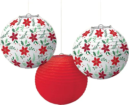 Vista 3 de Christmas Wishes - Platos redondos de 7 pulgadas (paquete de 8) - Platos de papel redondos con diseño de flor de pascua, perfectos para ocasiones