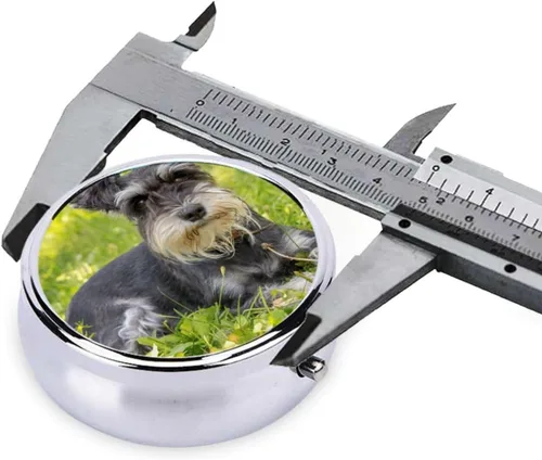 Vista 4 de Pastillero impreso Schnauzer en miniatura con 3 compartimentos, pastillero, organizador de píldoras, pastillero de viaje, bolsillo para vitaminas