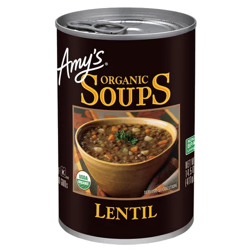 Vista 15 de Amy’s - Sopa vegana ligera en sodio con lentejas y verduras, sin gluten, hecha con verduras orgánicas, sopa enlatada, 14.5 oz (paquete de 12)
