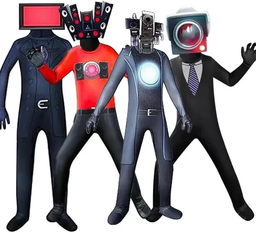 Vista 3 de VERENIX Skibidi - Disfraz de baño para niños, disfraz de cosplay para niños, disfraz de videojuego, para niños de 5 a 12 años