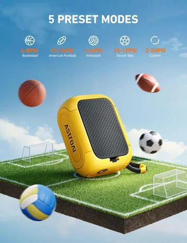 Vista 2 de AstroAI Portable Electric Ball Pump - Ultra Fast Inflation, with Digital LCD Display, Preset Pressure with Ball Needle for Basketball, Soccer, and