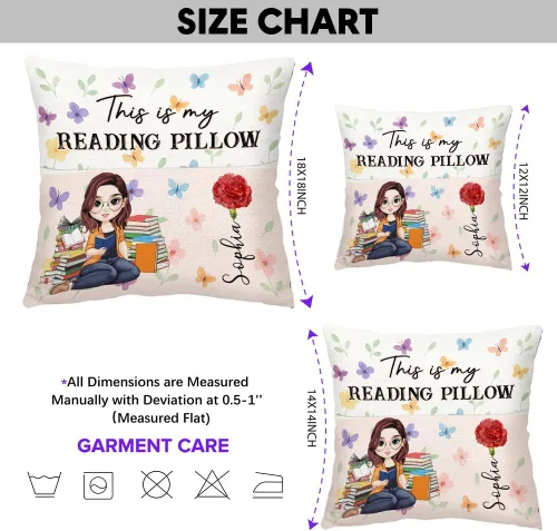 Vista 6 de ENCYCOM Almohada de bolsillo personalizada para lectura de libros, almohadas de lectura personalizadas con nombre, regalo único para niñas, mujeres