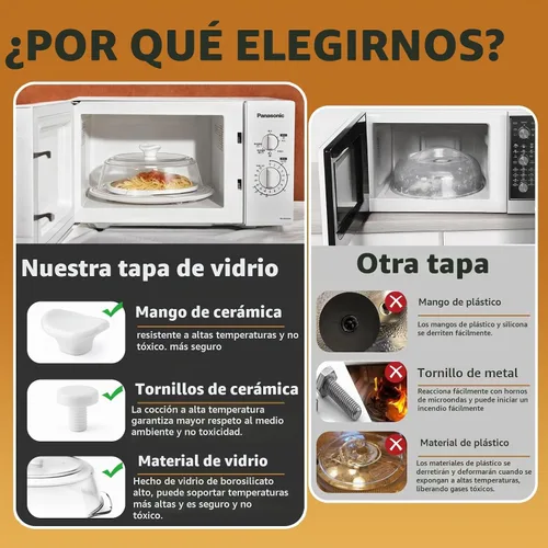 Vista 5 de Nueva cubierta de microondas de vidrio mejorada para alimentos con mango