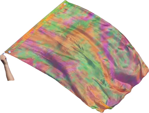 Vista 9 de Winged Sirenny Bandera de seda Poi, 50 pulgadas rectangular de seda giratoria, bandera de alabanza profética adoración adoración danza (aventura B)