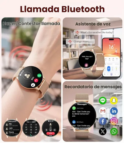 Vista 4 de LIGE Reloj inteligente para mujer, pantalla AMOLED de 1.43 pulgadas con respuesta/llamada para iPhone/Android/Samsung, rastreador de actividad