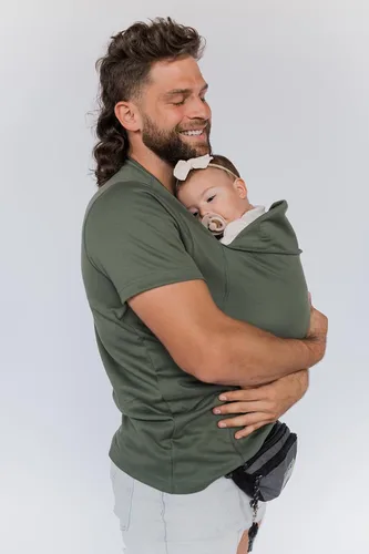 Vista 2 de Lalabu Camisa para papá Portabebés Camisa canguro Ropa de bebé para papás (M, helecho)