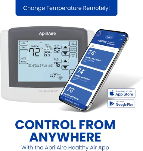 Vista 2 de AprilAire 8910W Termostato programable Wi-Fi de pantalla táctil con control IAQ; compatible con Amazon Alexa y Google Assistant