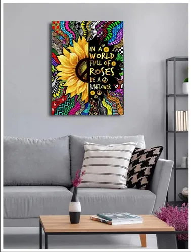 Vista 4 de PJOESL Kits de pintura de diamantes para adultos, arte de diamantes de girasol, bricolaje, 5D, taladro redondo completo, diamantes de imitación