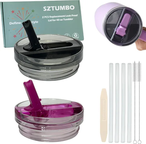 Vista 9 de 2 tapas con popote desmontable para Stanley Quencher ProTour de 40 onzas, tapa 100% a prueba de fugas para accesorios de vasos Stanely de 40 onzas