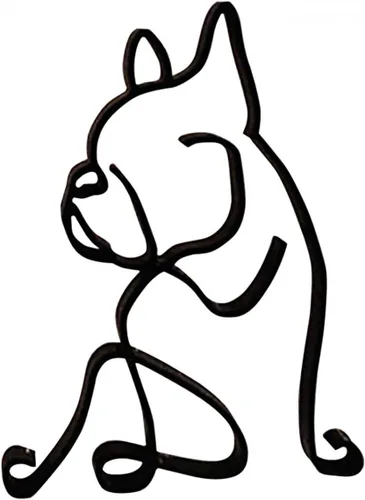Vista 2 de ROTORS Escultura de arte minimalista para perros, línea abstracta de metal para perro, estatua de arte de dibujo geométrico, adornos creativos