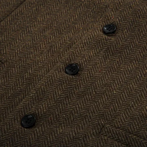 Vista 5 de Chaleco PAUL JONES para hombre, estilo inglés, de lana de espiguilla de primera calidad, L, Coffee