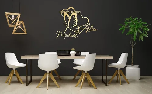 Vista 4 de Mariposa y corazones, arte de pared de metal personalizado, decoración moderna del hogar, decoración de pared de metal, regalo de inauguración