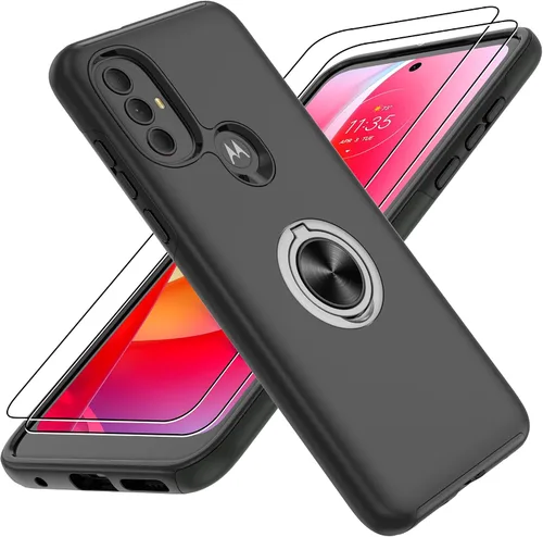 Vista 60 de Gritup - Funda para Galaxy A05S con protector de pantalla HD×2, funda protectora para teléfono a prueba de golpes con soporte magnético de anillo