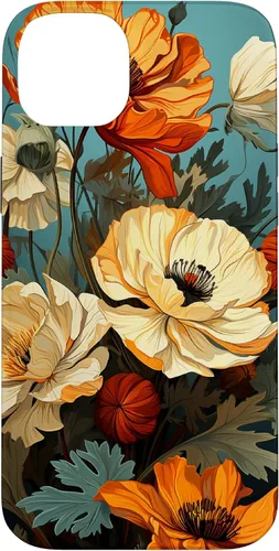 Vista 15 de Funda de flores mexicanas para iPhone 12 Pro Max Marigold Flower and Teal Aqua Blue Cyan