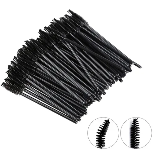 Vista 4 de GUMIKE - 100 piezas de cepillos desechables para pestañas y maquillaje, para extensión de pestañas y cejas (negro)