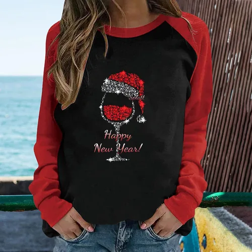 Vista 2 de DOLKFU Sudadera con capucha para mujer, diseño de copa de vino tinto, con capucha y diseño de Año Nuevo