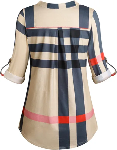 Vista 3 de Moyabo - Blusa de manga 34, con zíper y escote en V, para mujer