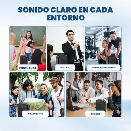 Vista 8 de Amplificador de voz con micrófono inalámbrico de solapa para profesores 15W Portable Mini Bluetooth PA System and Clip-on Lavalier Mic for
