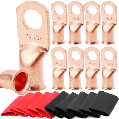 Vista 84 de TKDMR - Kit de 264 piezas de extremos de cable de batería, 132 piezas de terminales de anillo de lengüetas de cable de cobre resistentes AWG 8 6 4 2