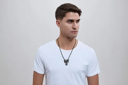 Vista 4 de YAMI Collar de alas angulares para hombre, ángel de la guarda, dragón, cuervo, pulpo, collar de anime, collar de acero inoxidable 316