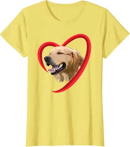 Vista 29 de Golden Retriever Corazón, regalo para ella, camiseta del día de San Valentín, Negro