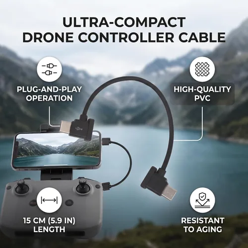 Vista 2 de Cable de control remoto para dron, cable de datos de controlador remoto de 5.9 in, tipo C a tipo C, cable para Air 2/Mini 2 Drone