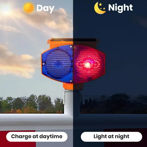Vista 6 de Luz solar estroboscópica de advertencia, 3 modos de funcionamiento, luces de tráfico intermitentes rojas y azules de doble cara, inalámbricas
