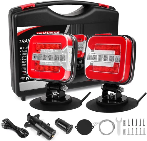 Vista 9 de Luces de remolque inalámbricas, luz LED magnética recargable, kit de luces traseras impermeables para caravana, cámper, barco, caravana, camiones