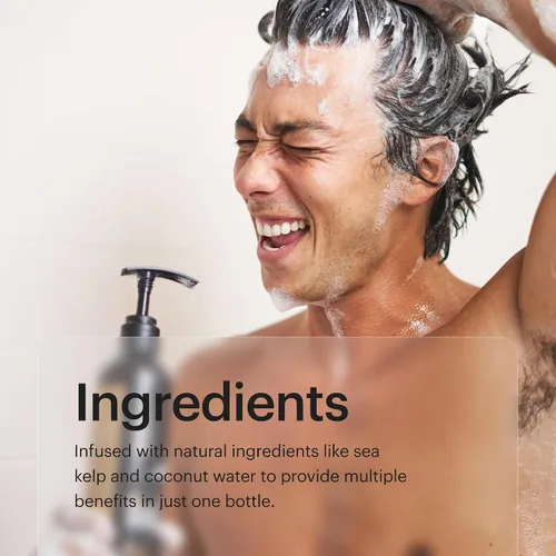 Vista 7 de MANSCAPED® Champú y acondicionador 2 en 1, fórmula UltraPremium infundida con algas marinas, agua de coco, aloe para nutrir e hidratar el cabello