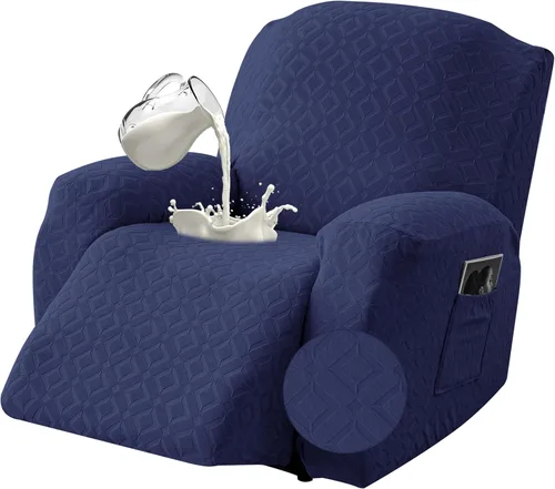 Vista 25 de Gennia Funda Impermeable para Silla Reclinable, Fundas Elásticas para Sofá Reclinable con Bolsillos, Fundas Lavables para Silla Reclinable Lazy Boy
