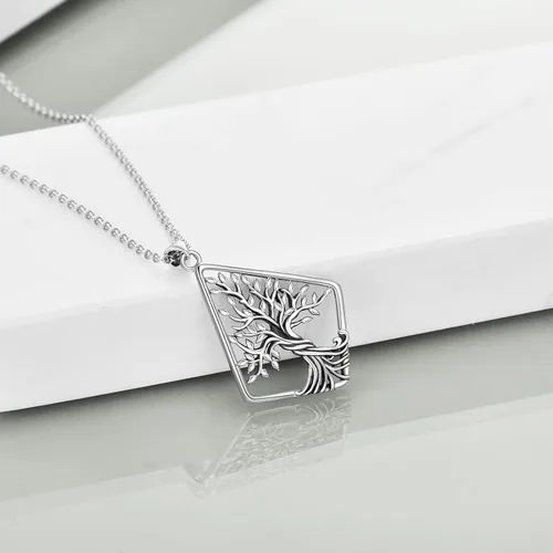 Vista 65 de ONEFINITY Collar de plata de ley 925 con diseño de árbol de la vida con colgante de nudo celta de concha de abulón para mujer