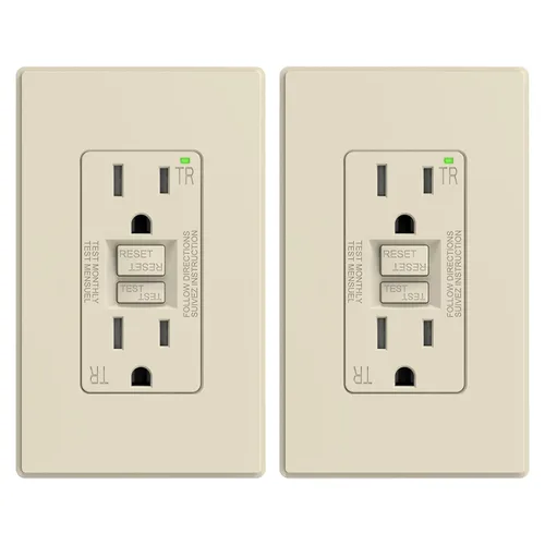 Vista 32 de ELEGRP Toma GFCI de 15 amperios, toma eléctrica GFI de autoprueba con diseño más delgado, receptáculo GFCI resistente a manipulaciones TR
