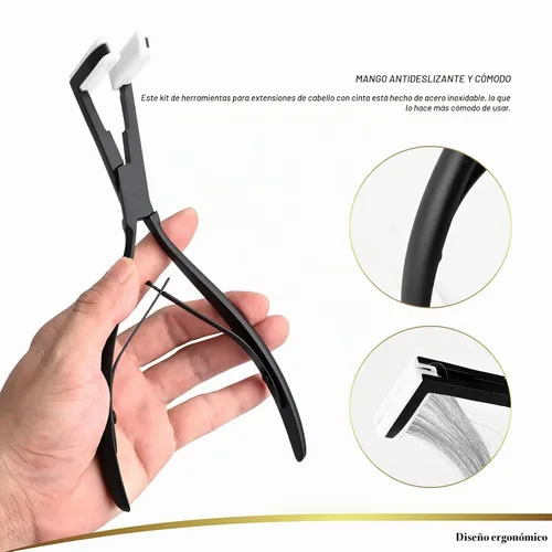 Vista 2 de EHDIS Kit de herramientas de extensiones de cabello, alicates con cinta adhesiva, alicates de sellado de cabello de superficie plana con extensión