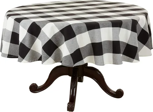 Vista 15 de SARO LIFESTYLE Mantel de cuadros de búfalo, negro, 70"x70