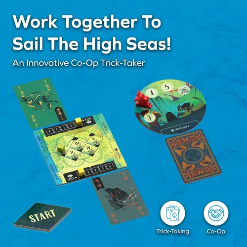 Vista 2 de ALLPLAY Sail Cooperative Strategy - Juego de mesa para 2 jugadores para adultos y familia, juego de cartas único para tomar trucos, límites